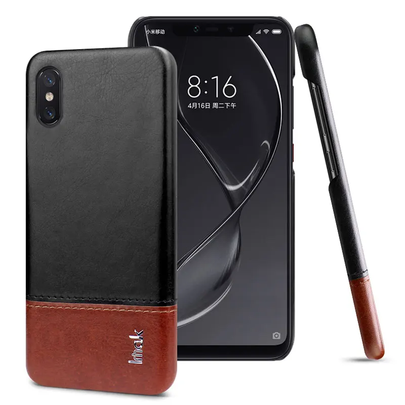 Imak Роскошный Ruiyi чехол s для Xiaomi Mi 8 Explorer edition чехол задняя крышка чехол для телефона жесткий ПУ ПК чехол для телефона - Цвет: black and brown