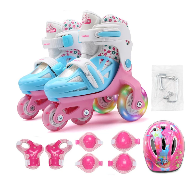  Kids Children Lovely Stable Balance Slalom Parallel Flashing Ice Skate Roller UNBreak Shoes Adjusta