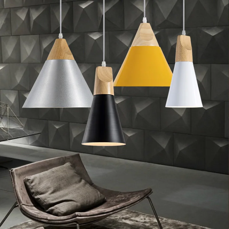 

Natural Wood Lamp Modern Pendant Lights Lighting Fixture Bar Living Room Wooden Lamp Chandelier Light E27