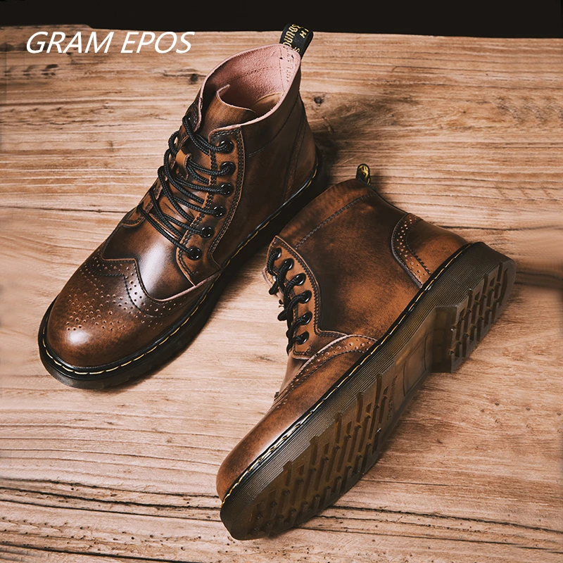 

New Work & Safety Shoes Brand Mar Genuine Leather Military Top Quality Boots Men Oxfords Shoes Motorcycle Mens Ankle Boots