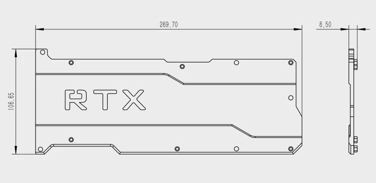 Бэкплейт из алюминиевого сплава для NVIDIA RTX 2080Ti Founders Edition Block/толщина 5 мм