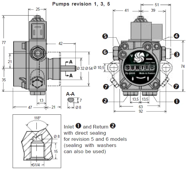 SUNTEC масляный насос AS47A 1536-6 дизельный масляный насос Франция SUNTEC