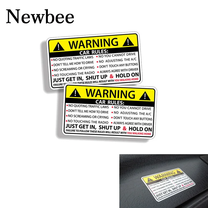 

10 x 6 cm Car Styling Auto Safety Warning Rules Decal PVC Vinyl Motorcycle Sticker for Benz Honda Toyota VW Citroen Hyundai