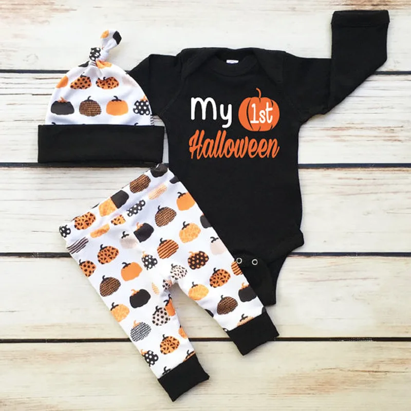 

Boys'halloween Pumpkin Printed Clothes Climbing Suits For Children In Europe And America In Spring And Autumn