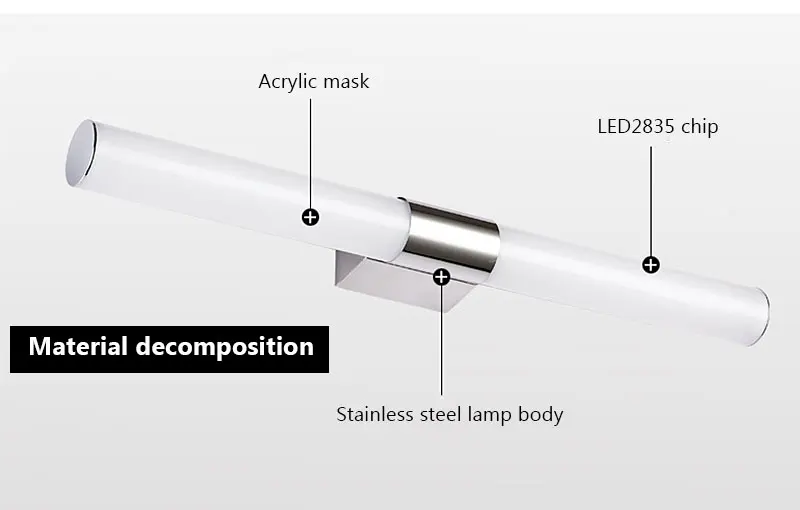 Современный светодиодный настенный светильник 12 Вт 16 Вт 22 Вт светодиодный зеркальный светильник 85-265 в акриловый светодиодный светильник для ванной комнаты
