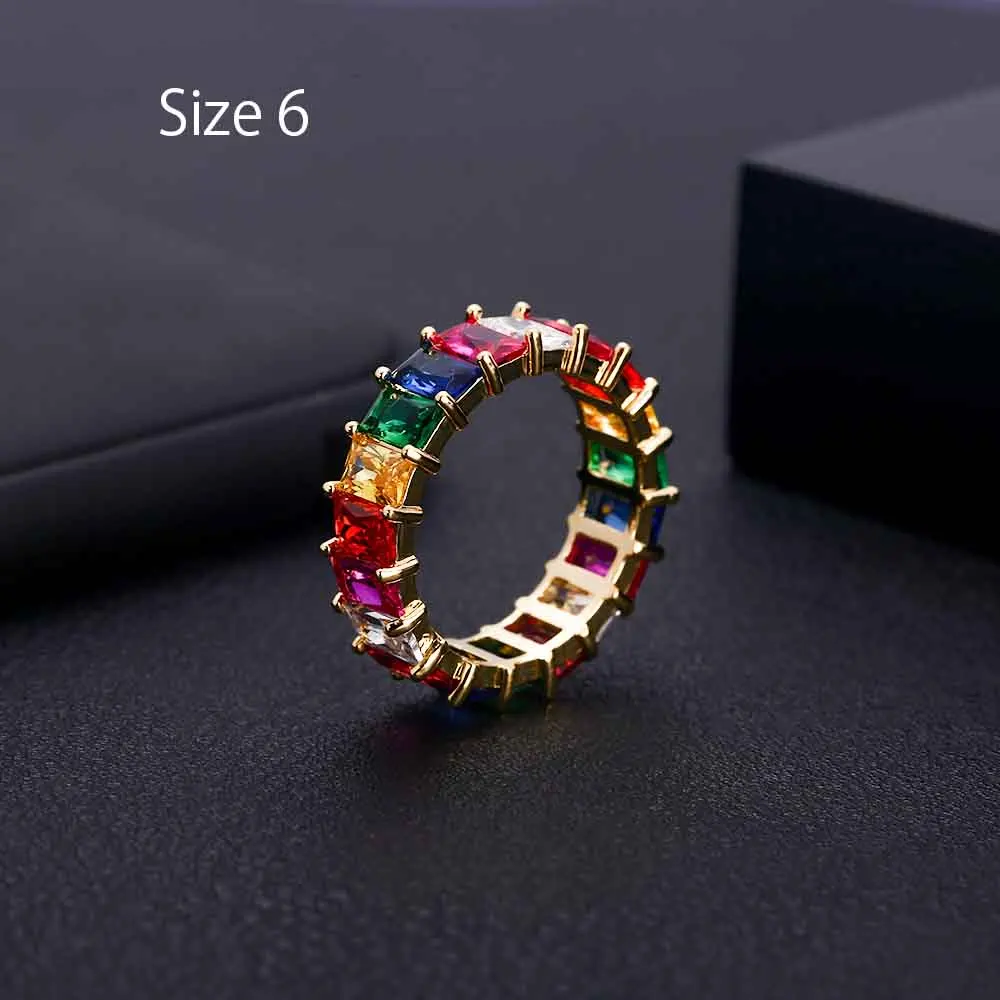 Jankelly Топ Новая мода кольца кубический циркон микро проложить Установка полный размер кольцо медное основание для женщин подарок с бесплатной доставкой - Цвет основного камня: Multi 6