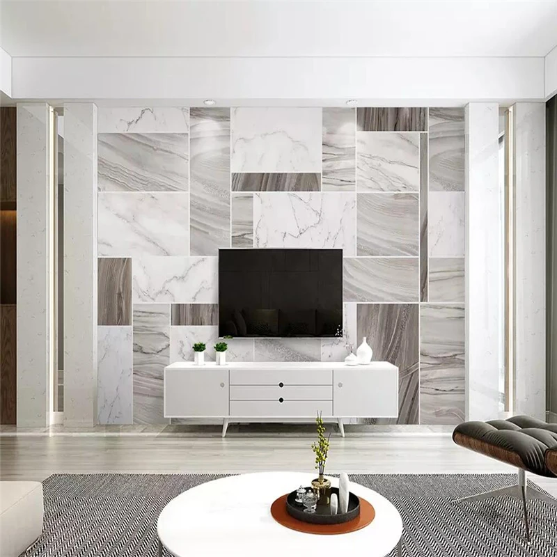 Decorative wallpaper Northern Europe contracted style marble grain abstract geometry golden TV background wall |
