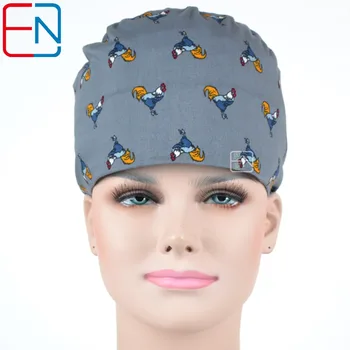 

Hennar Scrubs Caps 2018 Print New Women Adjust Size Freely Surgical Caps Hospital Doctor Medical Elastic Gray Caps Masks Unisex