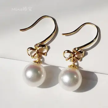 

CHARMING PAIR OF 10-11MM SOUTH SEA WHITE PEARL EARRING 14K