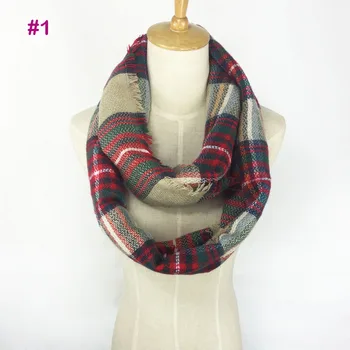 

Latest Design Winter Acrylic Tartan Loop Scarf Shawl Popular Popular Plaid Blanket Wrap Snood Fashional Women Infinity Scarf