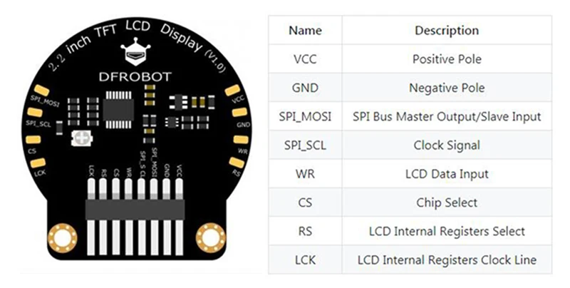 DFRobot маломощный 2," TFT круговой разноцветный ЖК-экран Модули V1.0, 3,3~ 5,5 в SPI интерфейс для arduino Raspberry Pi