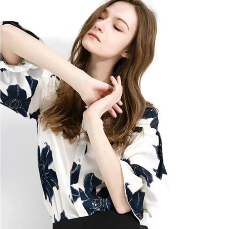 Print Chiffon Blouse Ladies Tops And Blouses 2019 Fashion Girl Clothing Plus Size Streetwear Cotton Loose Harajuku Summer