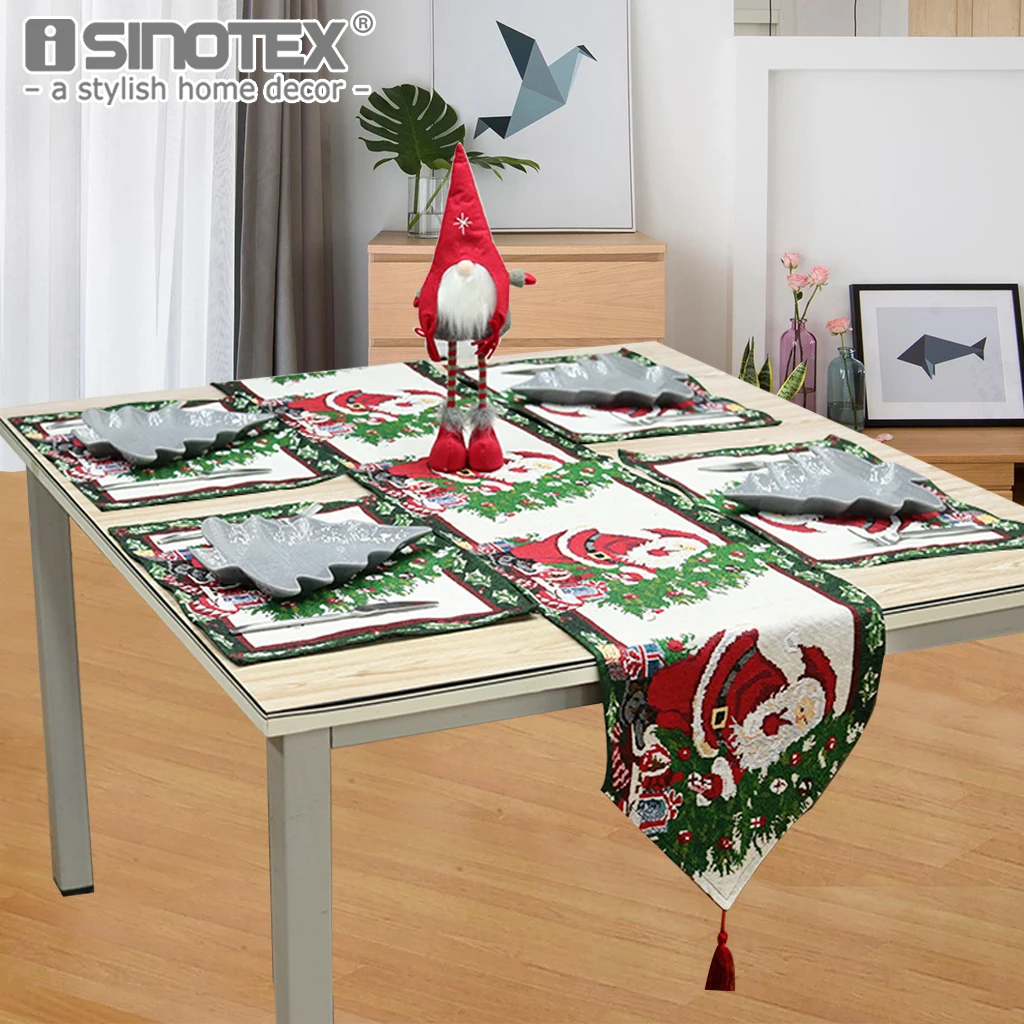 

1PCS/Lot Table Runner Santa Claus Christmas Decoration Table Cloth Nature Polyester Cotton Fabric Home Table Napkin Decor Cover