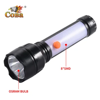 

Coba led flashlight 6 modes by 1 switch plastic material osram bulb with red light use 4*AA battery waterproof super bright lamp