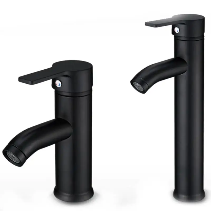 Mayitr Stainless Steel Faucets Bathroom Basin Sink Mixer Tap Single Handle Single Hole Black Cold/Hot Kitchen Bath Faucet