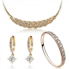austrian crystal 24k gold-color The distorted Snake chain wedding jewelry sets for brides