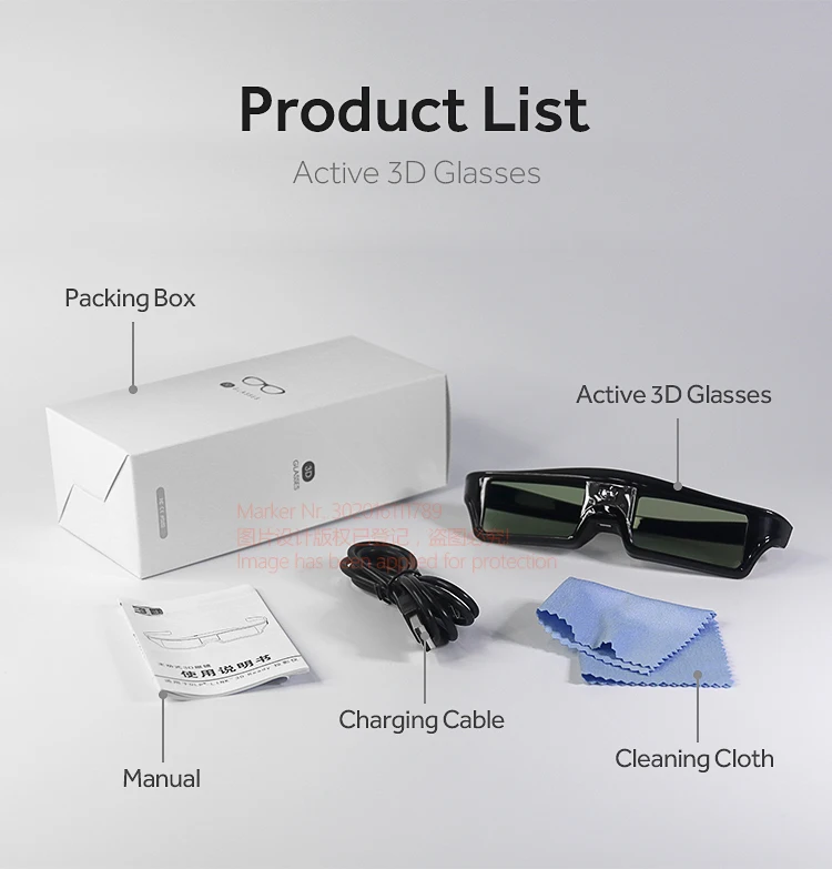Аун lcd активные 3D очки-жалюзи очки использовать для всех DLP проектора, встроенный 3,7 в литиевая батарея. Сигнал DLP LINK DL01