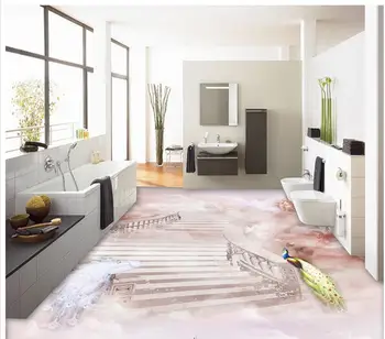 

3d wallpaper pvc Peacock Wonderland 3D floor wallpaper for bathroom waterproof Home Decoration