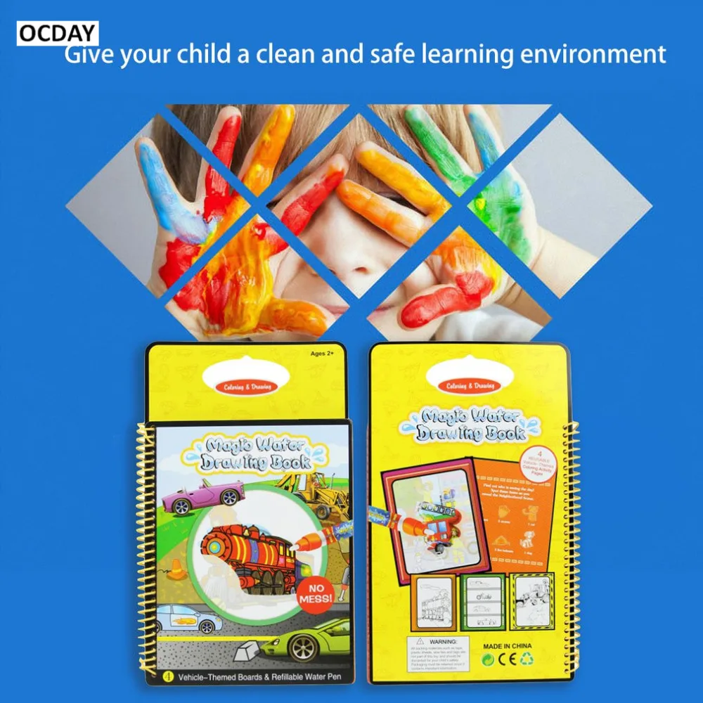 OCDAY игрушки для рисования ребенок волшебная доска для рисования воды образование детей Раскраска с 1 ручкой когнитивные каракули книги дорожного движения
