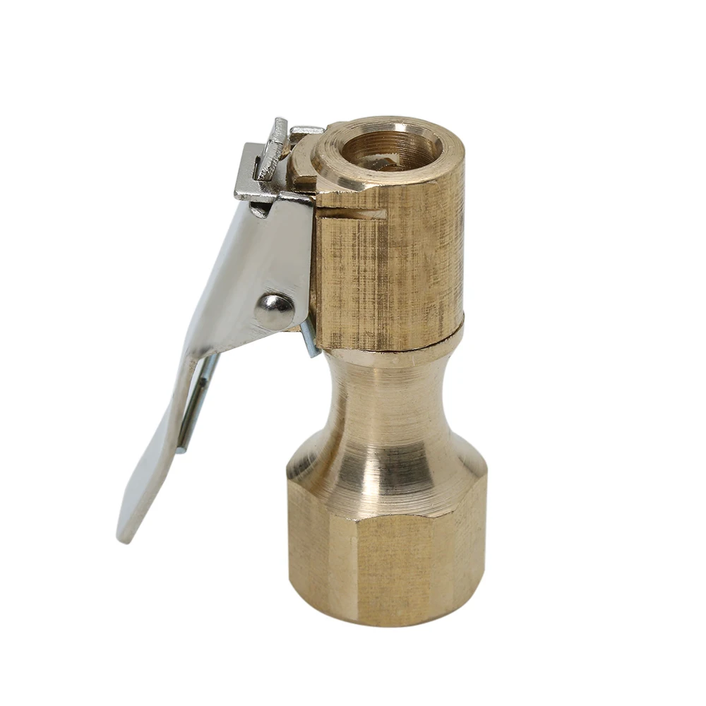 

1PC Gold Practical Brass Clip-On Car Air Chuck Inflator Valve Straight Female 1/4'' NPT Heavy Duty Brass Connector