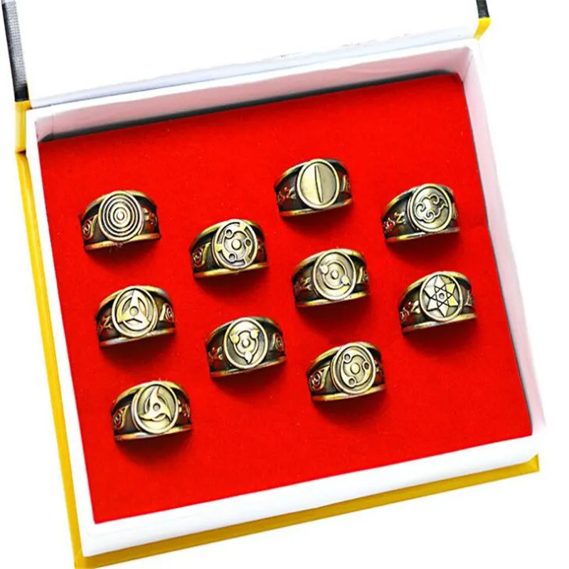 

Naruto Ring Cosplay NARUTO figure Kakashi Sasuke Uchiha Akatsuki rings pendant set A837
