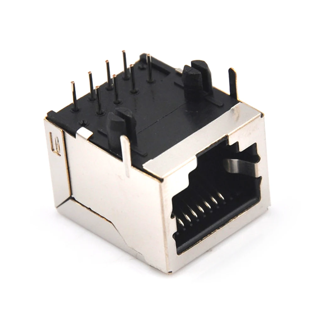 10 шт./лот 8P8C RJ45 разъем один порт W/светодиодный светильник гнездо PCB для передачи данных сети Ethernet