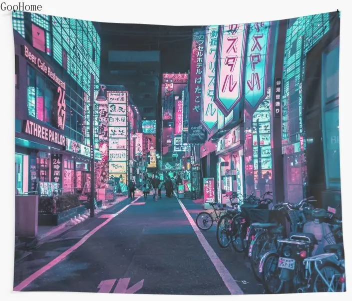 

Tokyo A Neon Wonderland Wall Tapestry Cover Beach Towel Throw Blanket Picnic Yoga Mat Home Decoration