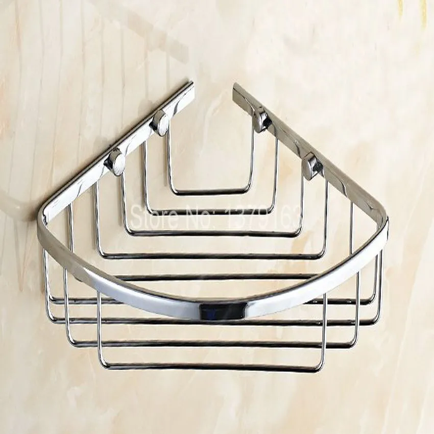 Brass Wall Mounted Shower Caddy Basket Polished Chrome Bathroom