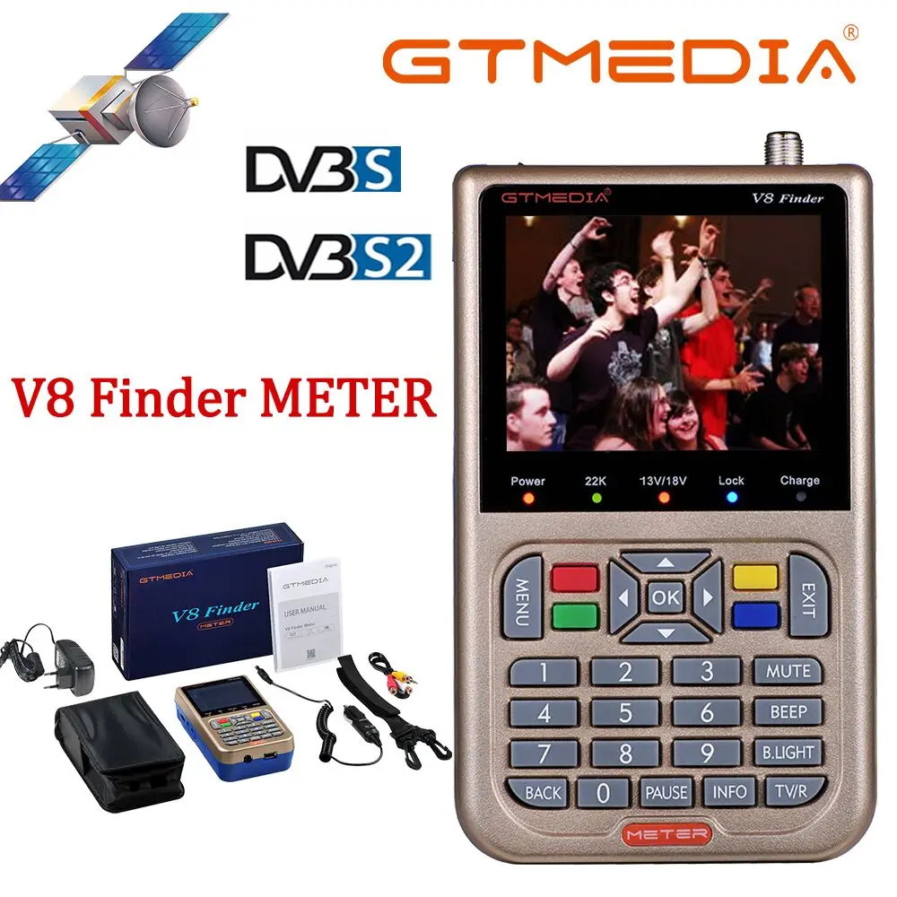

New Arrival GTmedia V8 Finder Meter HD DVB-S/S2/XS2 Satellite Finder MPEG-4 Satellite Meter 3.5" LCD Screen Full 1080 FTA Finder