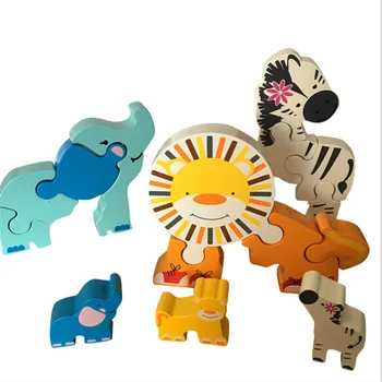 

1pc Baby Wooden toys 3d Puzzle Wooden Animal Puzzle Baby Educational Toys Puzzle for children gifts 2-4 years