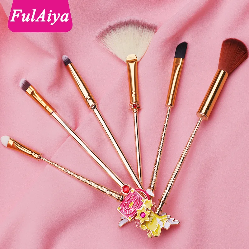 

Anime 6 Pcs Makeup Brush Magic Card Girl Sakura Beginner Makeup Brush Set Girlfriend girlfriends birthday gift