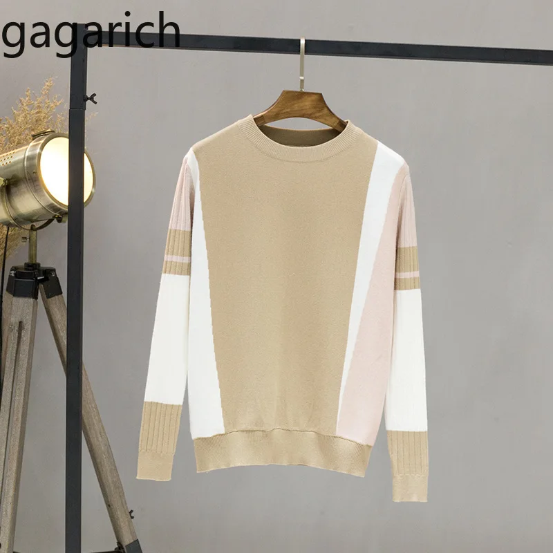 

Gagarich Women Sweater 2019 Long Sleeve O-neck Patchwork Color Slim Warm Autumn Tops Casual Female Pullovers Blusas Mujer