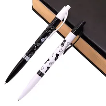 20 шт./лот синий заправка 0,7 мм шариковая ручка черно-белая печатная кошка шаблон письма Ручка канцелярия для учеников