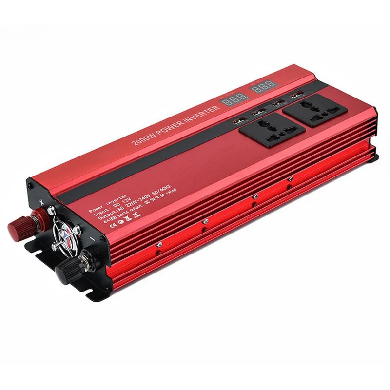 2000W Car LED Inverter 12v 220v Converter DC 12 v to 220v 4 USB Ports Charger Veicular Car Power Inverter Dual Display Inversor (9)