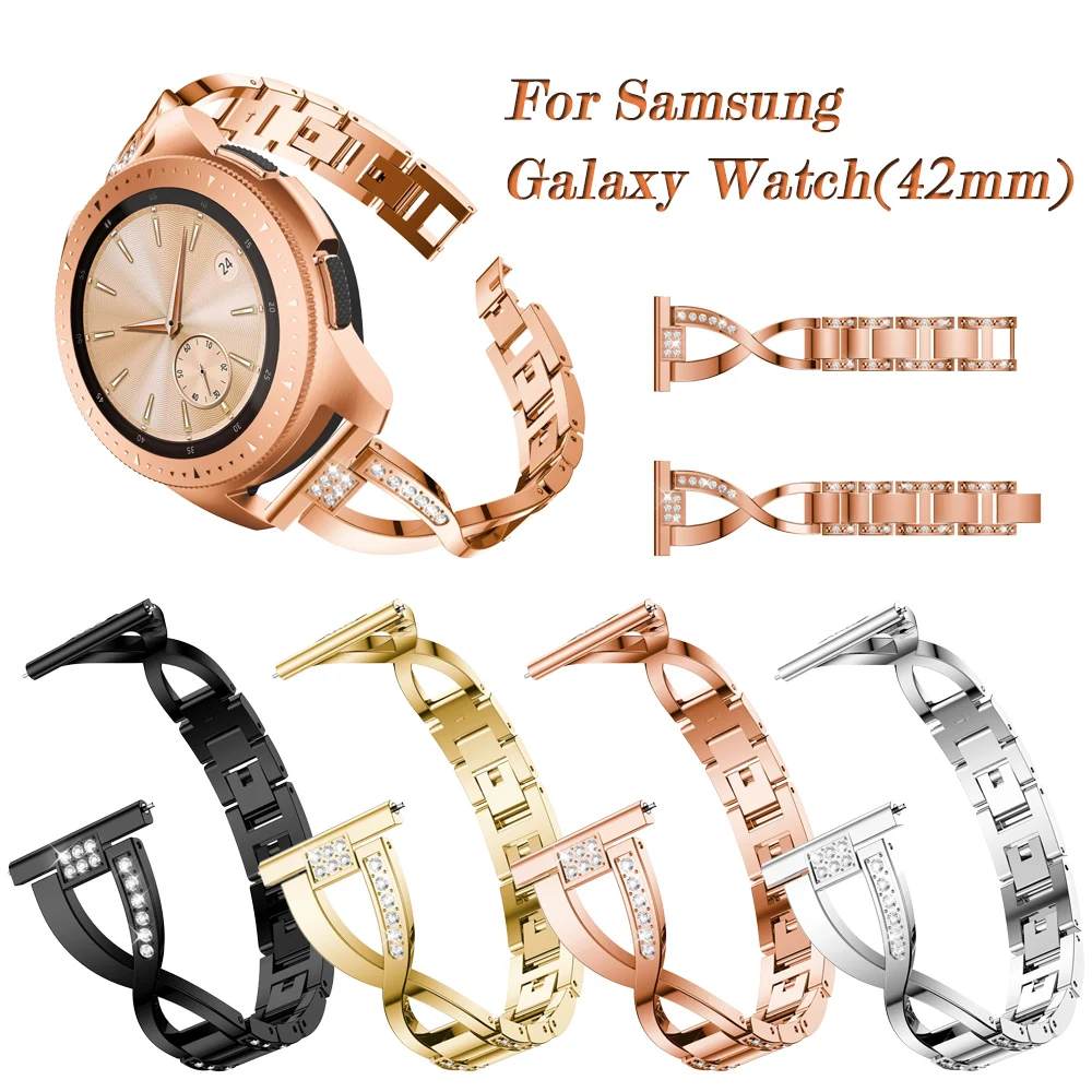 Роскошный ремешок для часов Ремешок на запястье для samsung Galaxy Watch 42 мм браслет сменный ремешок металлический кристалл полосы легко прикрепить