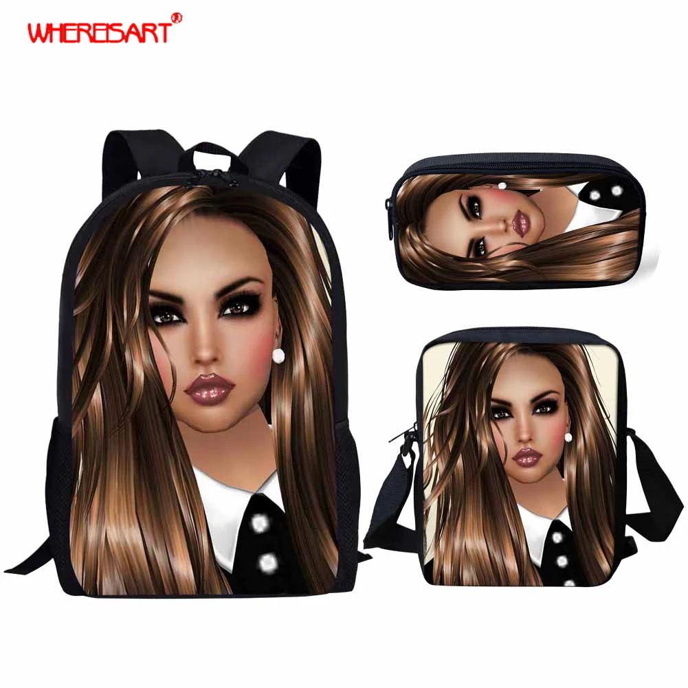 WHEREISART рюкзак для подростков девочек хип-хоп детские школьные сумки Африканка