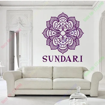 

New Personal Name Wall Decal Bedroom Yoga Mandala Menhdi Flower Pattern Ornament Om Indian Vinyl Wall Sticker Home Decor