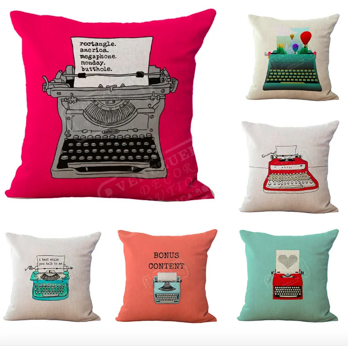 

Typewriter Telephone Telegraph Machine Neck Body Pillowcase Linen Bed Pillows Cover Couch Seat Cushion Throw Pillow Home Decor