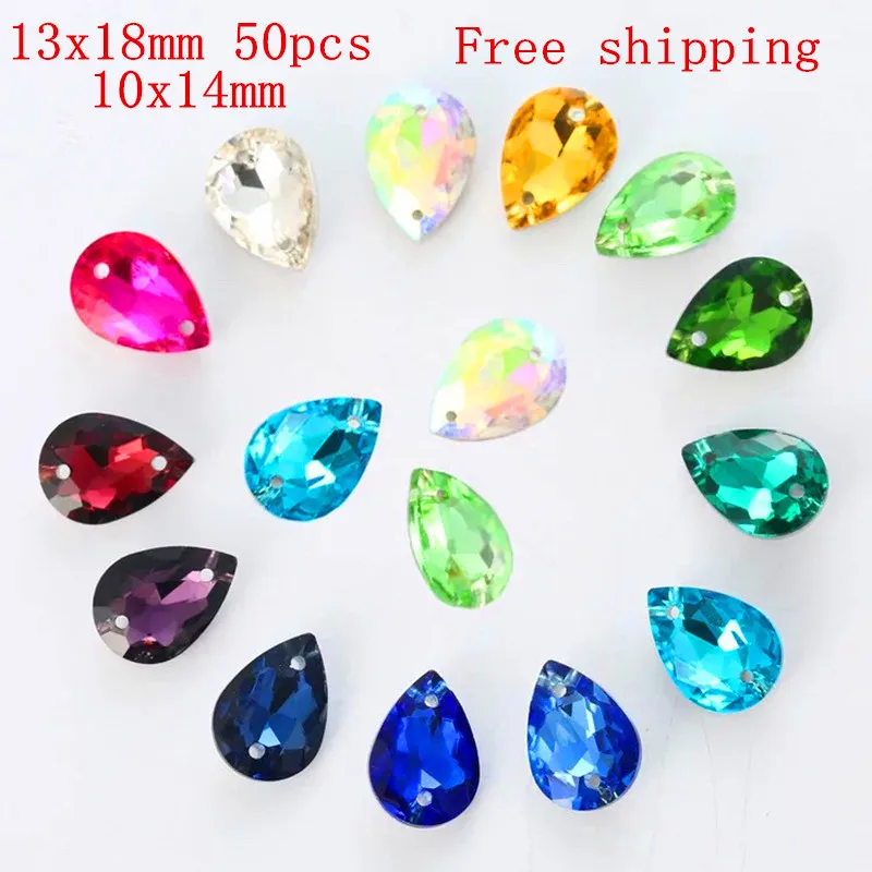 Teardrop Crystal Glass Pointback Sew On Loose Rhinestones Colors Ab Crystal Droplet Sewing
