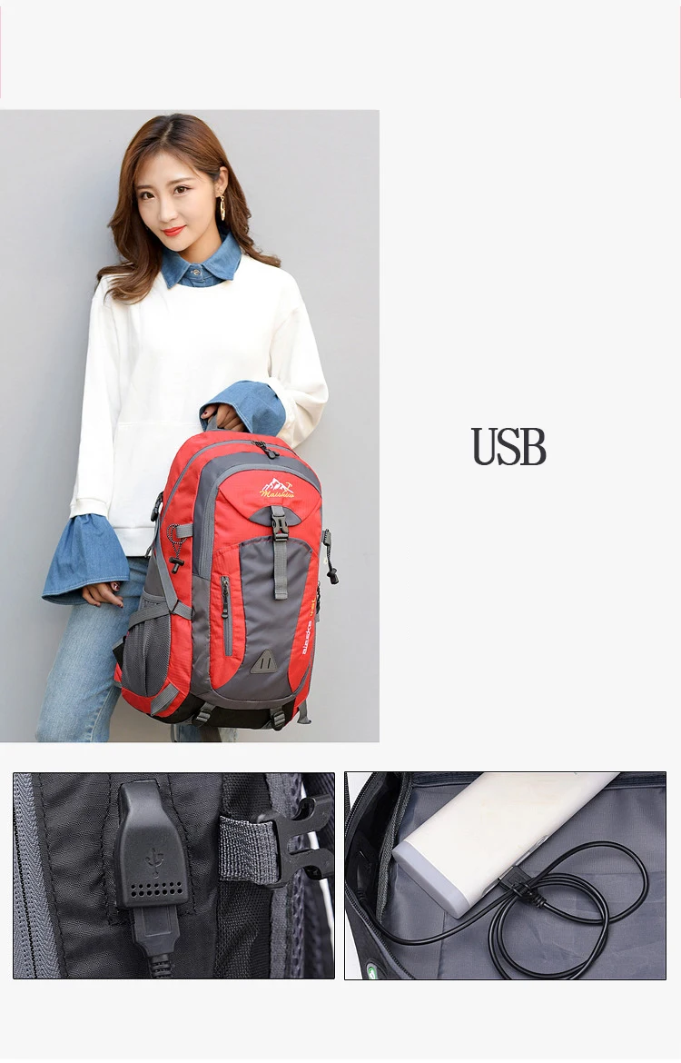 40л Водонепроницаемый USB зарядка для альпинизма унисекс мужской рюкзак для путешествий мужской наружный спортивный походный рюкзак школьный рюкзак