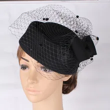 Fashion black high quality fascinator font b hats b font base with birdcage veil bridal veils