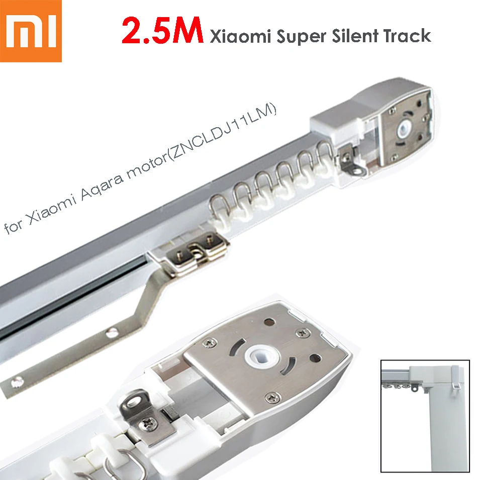 2.5M Xiaomi Super Silent Electric Curtain Track for Mijia Aqara Motor,Automatic Curtain Rails Cornice,Ceiling Instal,Double Open