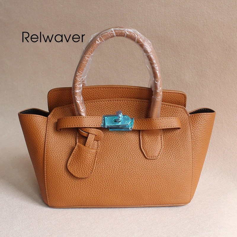 

Relwaver women genuine leather handbags vintage brown real leather tote bag black wine red trapeze bag for women shoulder bag