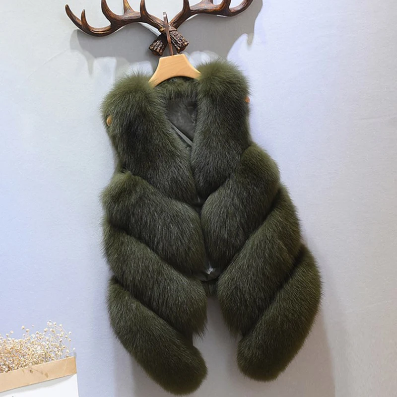 Faux Fur Coat Women 2018 Winter Fur Vest Sleeveless V-neck Warm Furs Jacket Women Coat Outwear Plus Size 3XL Warm Slim Overcoat