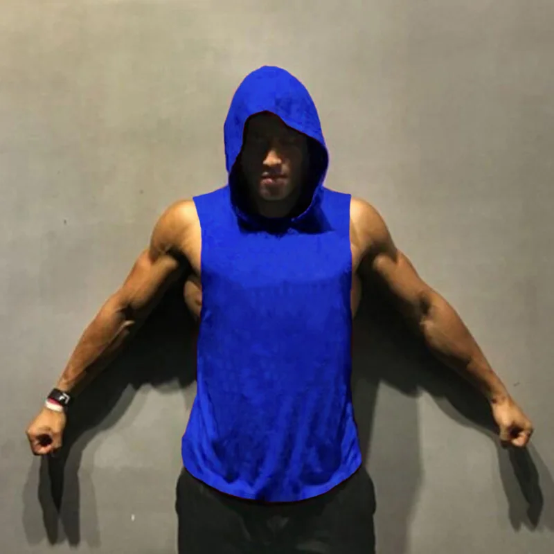 Мужская спортивная майка без рукавов с капюшоном|hooded tank top|hooded tankbrand tops |