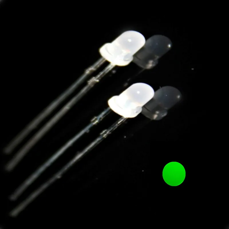 

1000pcsLED 3mm Green LED Round Top 3 mm Transparent Ultra Bright LED Light Emitting Diode Lamp 3V PCB Components