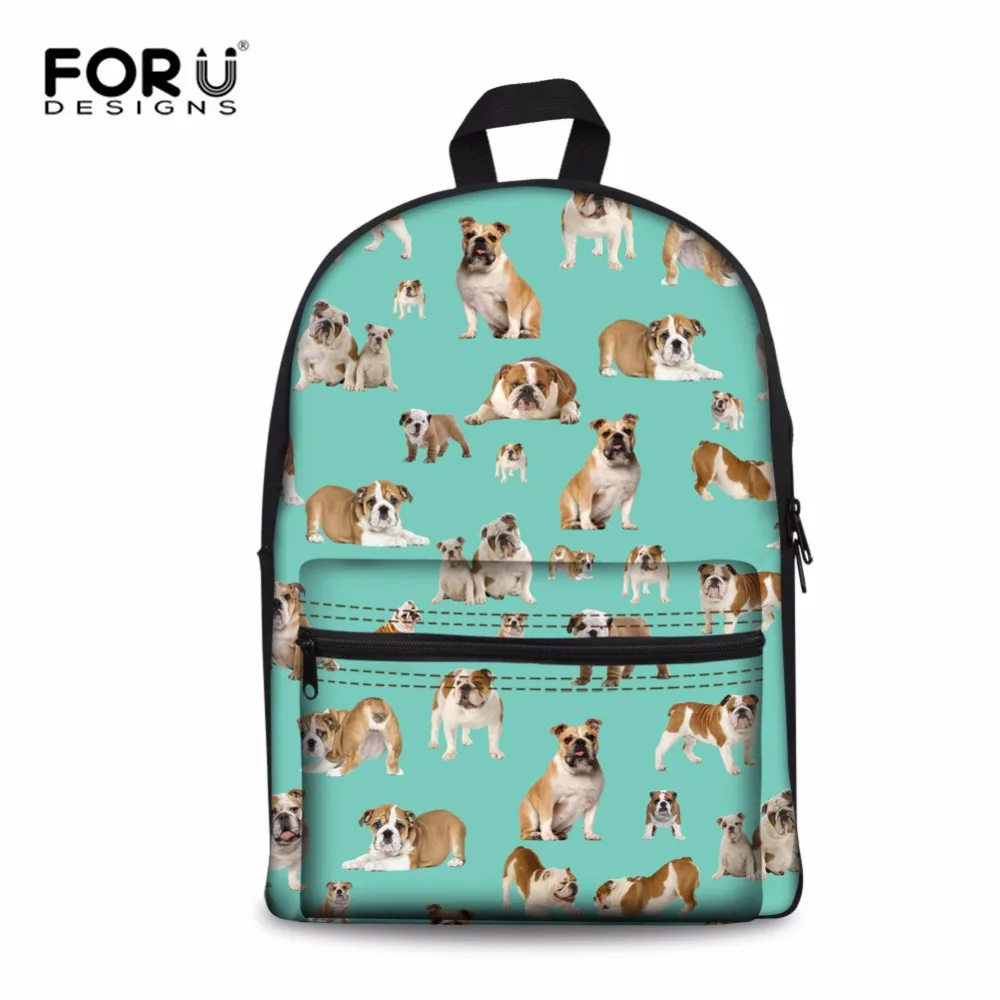 FORUDESIGNS/Милая 3D мопса женская школьная сумка через плечо кошка животное книга