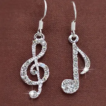 

1 Pair Stylish Summer Music Note Drop Earrings Crystal Dangle Earrings Fashion Jewelry Women Accessories Gift