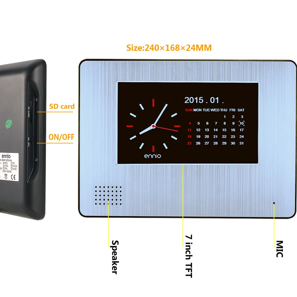 7 "ЖК-Запись HD 1000tvl DVR распознавания отпечатков пальцев телефон видео домофон Системы комплект