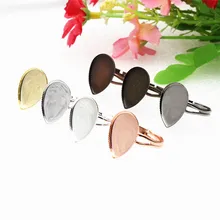 Fit 13*18mm 18*25mm Teardrop Cabochons miedziany pierścień puste ustawienie Bezel pusta taca dla akcesoria do wyrobów DIY 10 sztuk K06101